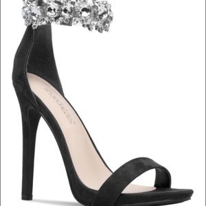 Black Embellished Heels Sandals